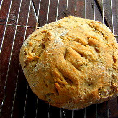 Easy No Knead Bread with Butter and Orange Marmalade