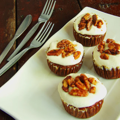 Carrot Cupcake with Walnut and Cream Cheese Frosting