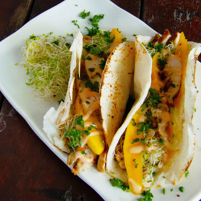 Grilled Chicken Tortilla with Mango and Alfalfa